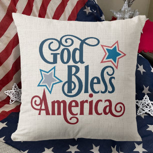 Cojín Decorativo Dios bendiga a Estados Unidos Rojo Blanco y Azul P