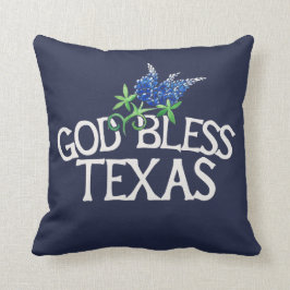 Cojín Decorativo Dios bendiga el arte de Texas Bluebonnet "Texas Bl