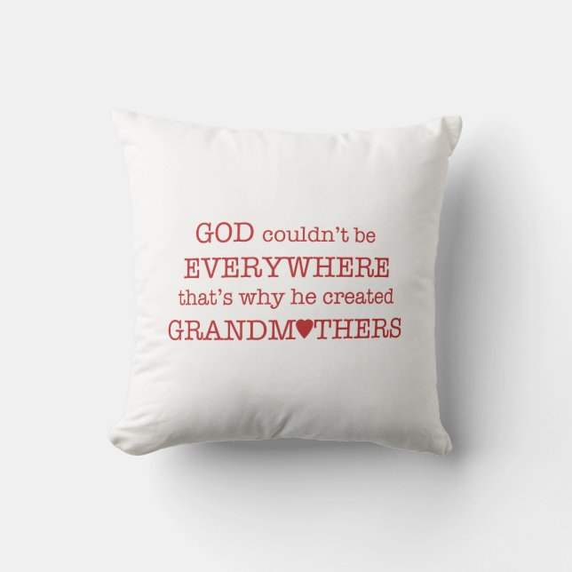 Cojín Decorativo Dios creó Abuela-Rojo (Anverso)