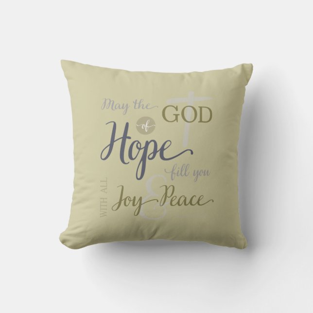 Cojín Decorativo Dios de esperanza te llena de alegría y paz (Anverso)