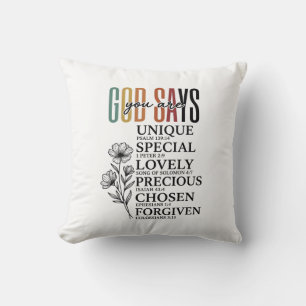 Cojín Decorativo Dios dice que eres diseño de camiseta vintage de f