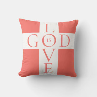 Cojín Decorativo Dios es amor Cita Coral Cristiano Rosa y Blanco