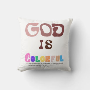 Cojín Decorativo Dios es colorido, cita de la escritura, versículo 