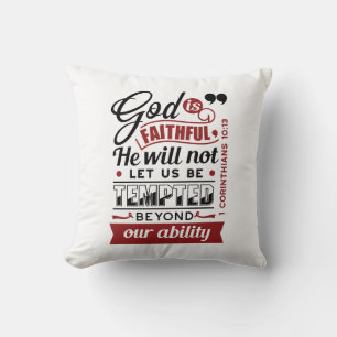 Cojín Decorativo Dios es Fiel – 1 Corintios 10:13 Versículo Bíblico