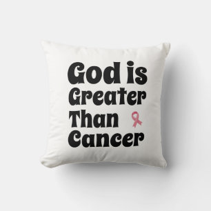 Cojín Decorativo Dios es más grande que el cáncer - Fe Inspiradora
