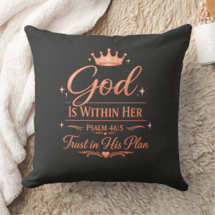 Cojín Decorativo Dios está dentro de ella camiseta cristiana (Salmo