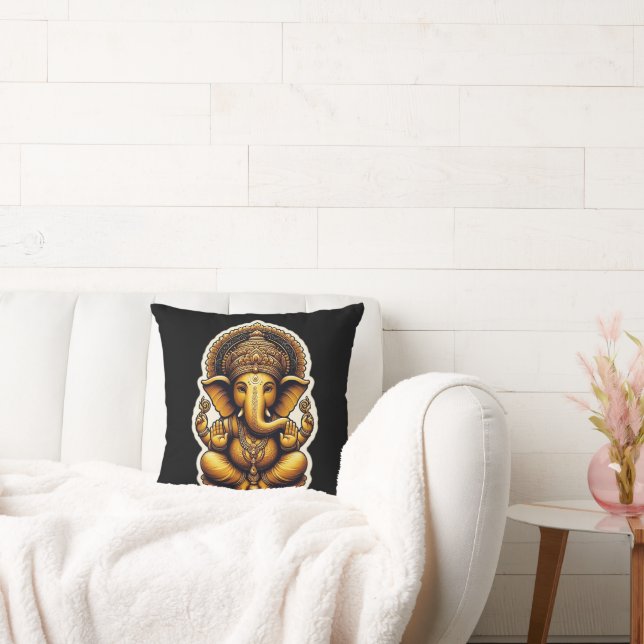 Cojín Decorativo Dios hindú Ganesh / Ganesha Pillow con diseño Om (Sofá)