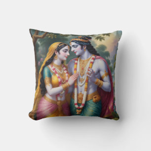 Cojín Decorativo Dios hindú y diosa Radha y Krishna Pillow