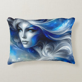 Cojín Decorativo Diosa Celestial Cabeza Azul Blanco Febrero -