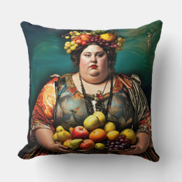 Cojín Decorativo "Diosa de la indulgencia excesiva" retrato colorid