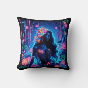 Cojín Decorativo Diosa de la luz Neón resplandeciente Arte de fanta