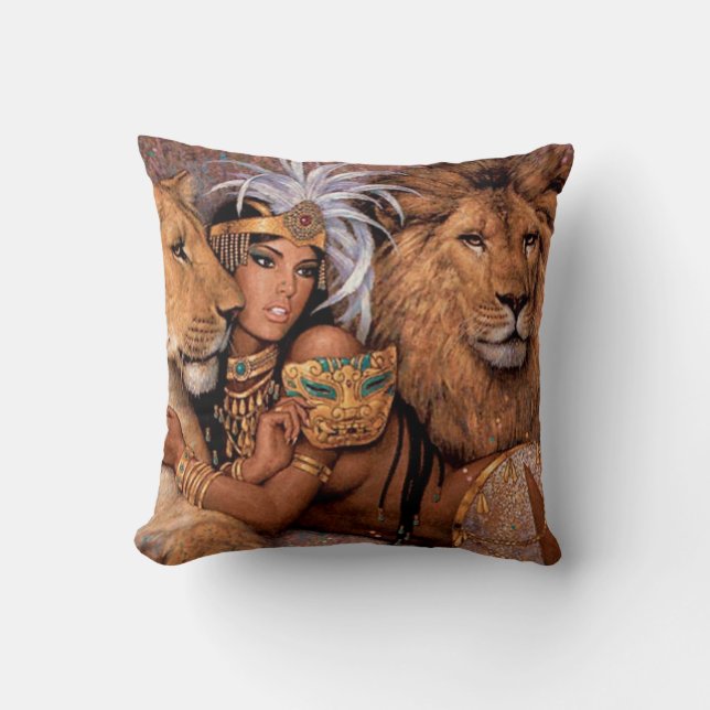 Cojín Decorativo Diosa del León Princesa Egipcia Pillow (Anverso)