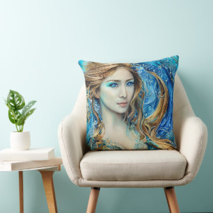 Cojín Decorativo Diosa del mundo subacuática Resumen arte de fantas