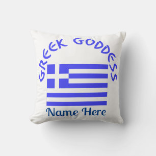 Cojín Decorativo Diosa Griega y Bandera de Grecia Personalizada 