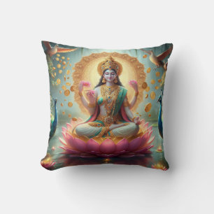 Cojín Decorativo Diosa hindú Lakshmi / Laxmi Pillow con diseño Om