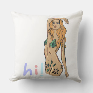 Cojín Decorativo Diosa Ninfa Naturaleza Saludo Hola