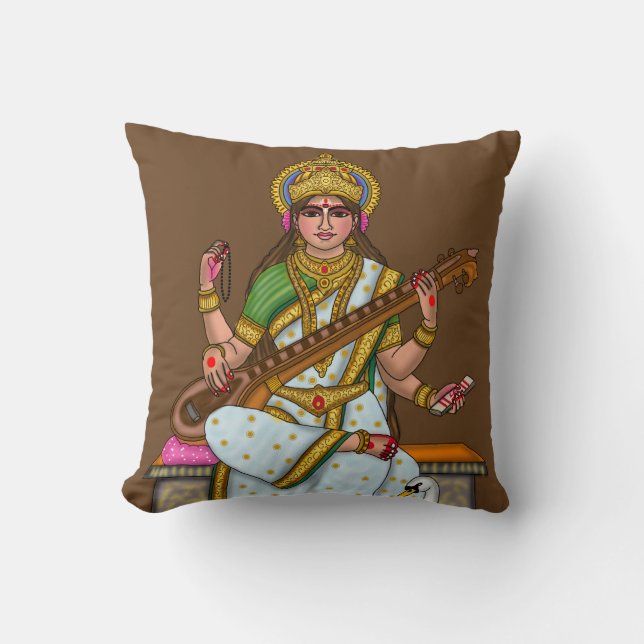 Cojín Decorativo Diosa Saraswati  (Anverso)
