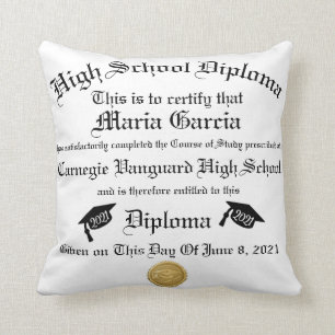 Cojín Decorativo Diploma de Graduación Personalizado Moderno Únic