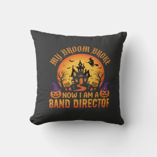 Cojín Decorativo Director de banda de Halloween Bruja Escoba Casa e