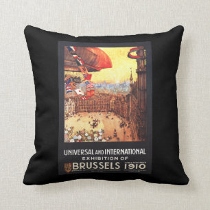 Cojín Decorativo Dirigible de Lebaudy con las banderas del mundo en