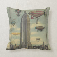 Dirigibles de Steampunk en el cielo sobre New York