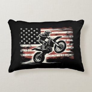 Cojín Decorativo Dirt Bike Bandera Americana Motocross Biker Vintag