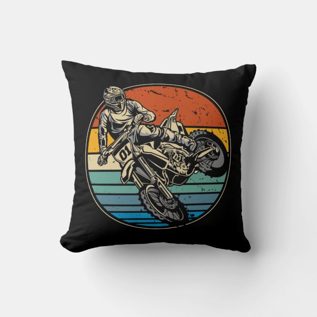 Cojín Decorativo Dirt Bike Motocross Motorcycle Vintage Retro (Anverso)