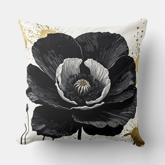 Cojín Decorativo Discoteca negra con bandeja de oro (Anverso)