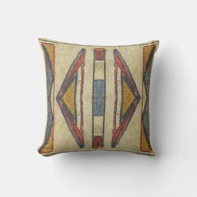 Cojín Decorativo Diseño 1901 de Parfleche del Bannock (Anverso)