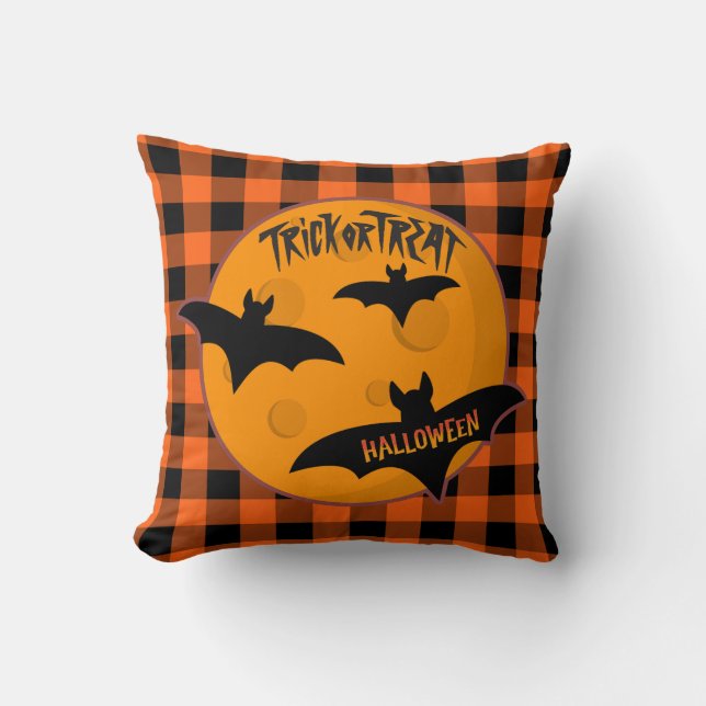 Cojín Decorativo Diseño a cuadros de Halloween (Anverso)