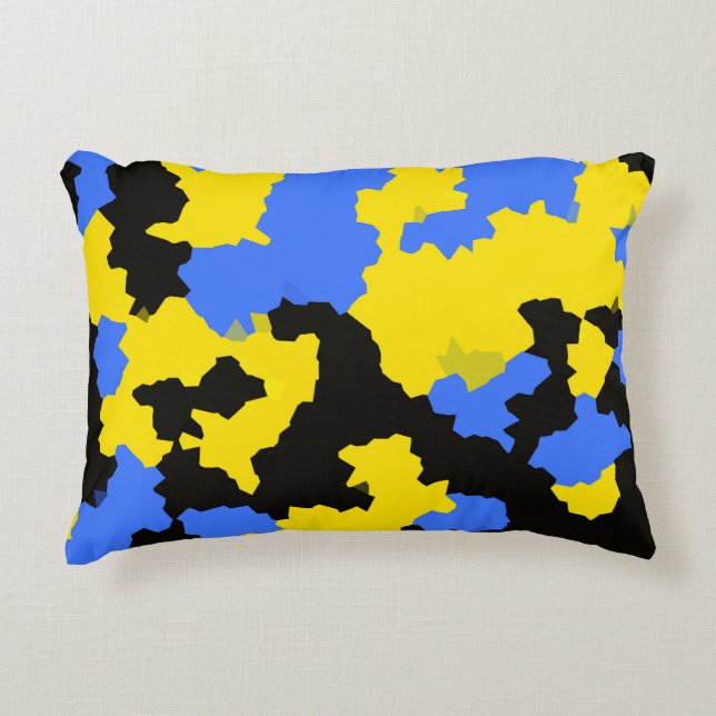 Cojín Decorativo Diseño abstracto amarillo azul negro (Anverso)