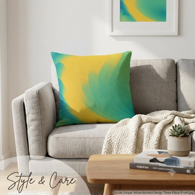 Cojín Decorativo Diseño Abstracto Amarillo Único (Unique Yellow Abstract Design Throw Pillow)