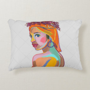 Cojín Decorativo Diseño abstracto de arte Chica colorido y bonito