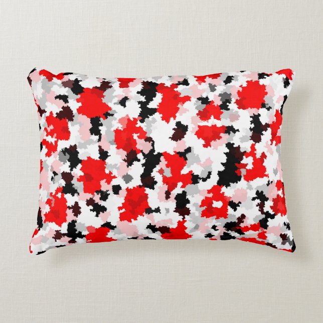 Cojín Decorativo Diseño abstracto de camo blanco rojo (Anverso)