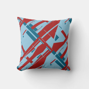 Cojín Decorativo Diseño abstracto de diagonal rojo oscuro y azul cl