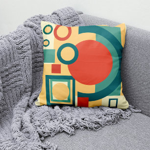Cojín Decorativo Diseño Abstracto de Estilo Risógrafo Geométrico Re
