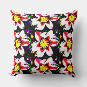 Cojín Decorativo diseño abstracto de flores brillantes y coloridas