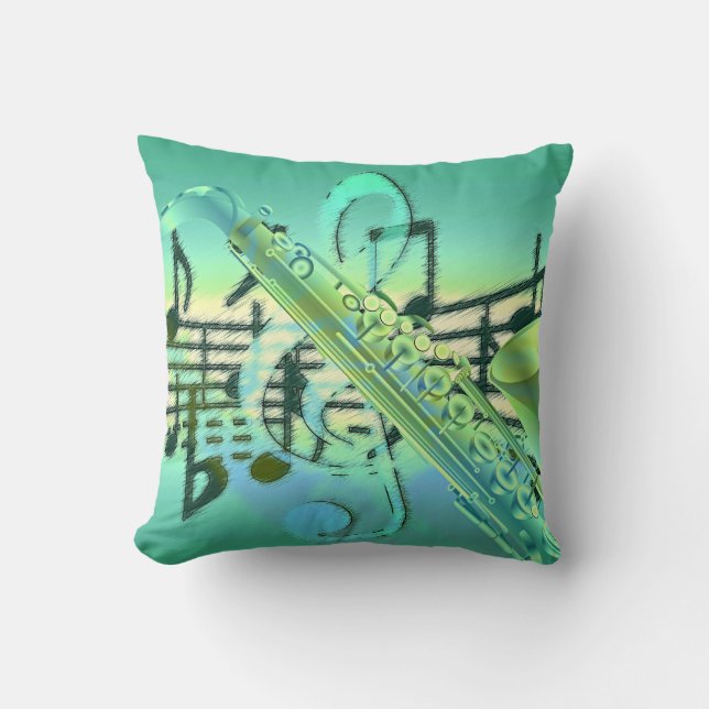 Cojín Decorativo Diseño abstracto de Pastel saxofónico (Anverso)