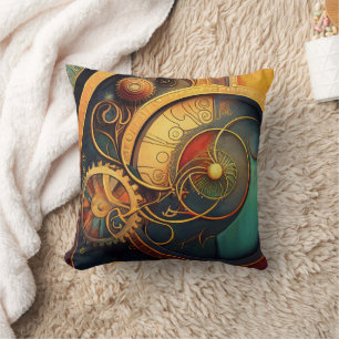 Cojín Decorativo Diseño abstracto de relojería Steampunk