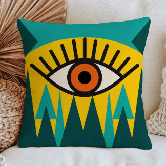 Cojín Decorativo Diseño abstracto del ojo malvado arte místico funk