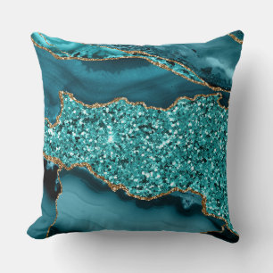Cojín Decorativo Diseño Abstracto Dorado con Brillo de Geoda de Ága