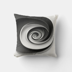 Cojín Decorativo Diseño abstracto en espiral negro y blanco elegant