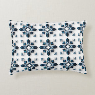 Cojín Decorativo Diseño abstracto geométrico en azul y blanco