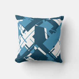 Cojín Decorativo Diseño abstracto iDiagonal azul blanco oscuro turq