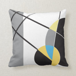 Cojín Decorativo Diseño abstracto moderno azul blanco negro amarill