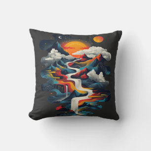 Cojín Decorativo Diseño abstracto, paisaje surrealista