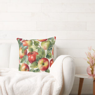 Cojín Decorativo Diseño acuarela de manzanas frescas