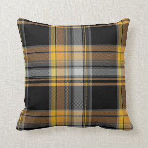 Cojín Decorativo Diseño amarillo y negro de la tela escocesa de