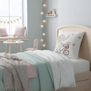 Cojín Decorativo Diseño animal de elefante caprichoso en bicicleta 