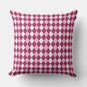 Cojín Decorativo Diseño Argyle Simétrico Rosa y Blanco